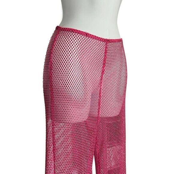 MESHKI Barbie Pink Mesh Pants Size L - Picture 3 of 11